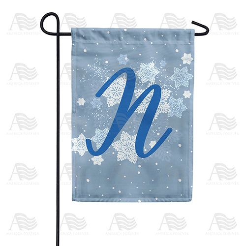 Blue Winter Monogram Double Sided Garden Flag