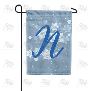 Blue Winter Monogram Double Sided Garden Flag