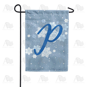 Blue Winter Monogram Double Sided Garden Flag