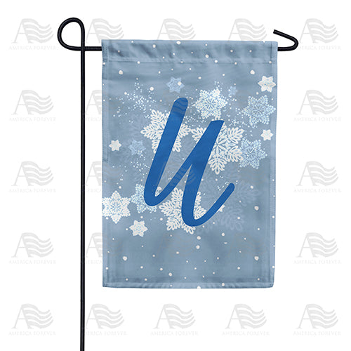 Blue Winter Monogram Double Sided Garden Flag