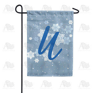 Blue Winter Monogram Double Sided Garden Flag