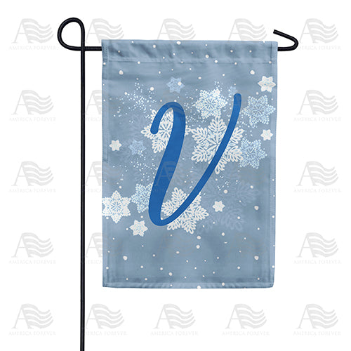 Blue Winter Monogram Double Sided Garden Flag