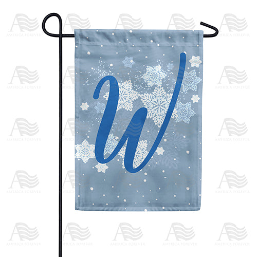 Blue Winter Monogram Double Sided Garden Flag