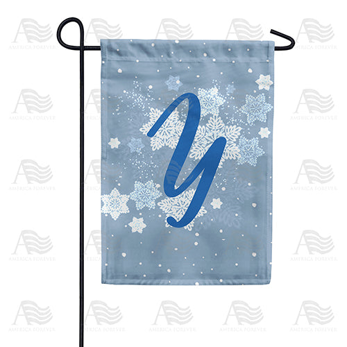 Blue Winter Monogram Double Sided Garden Flag