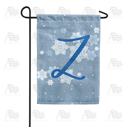 Blue Winter Monogram Double Sided Garden Flag