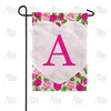 Pink Roses Monogram Double Sided Garden Flag