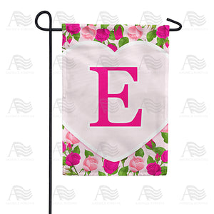 Pink Roses Monogram Double Sided Garden Flag