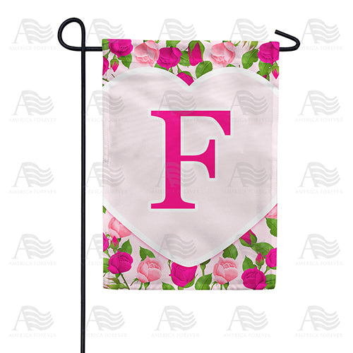 Pink Roses Monogram Double Sided Garden Flag