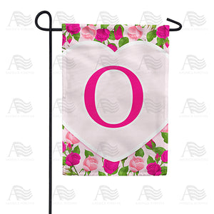 Pink Roses Monogram Double Sided Garden Flag