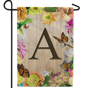Flowery Wood Panel Double Sided Garden Flag