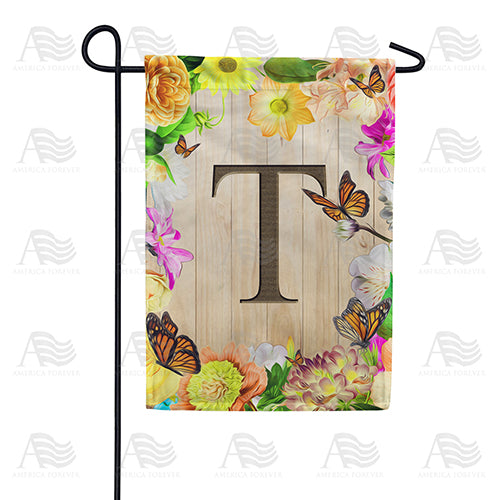 Flowery Wood Panel Double Sided Garden Flag