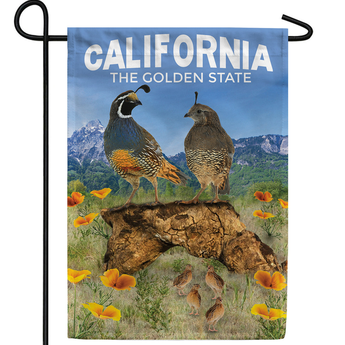 California Quail Family Double Sided Garden Flag