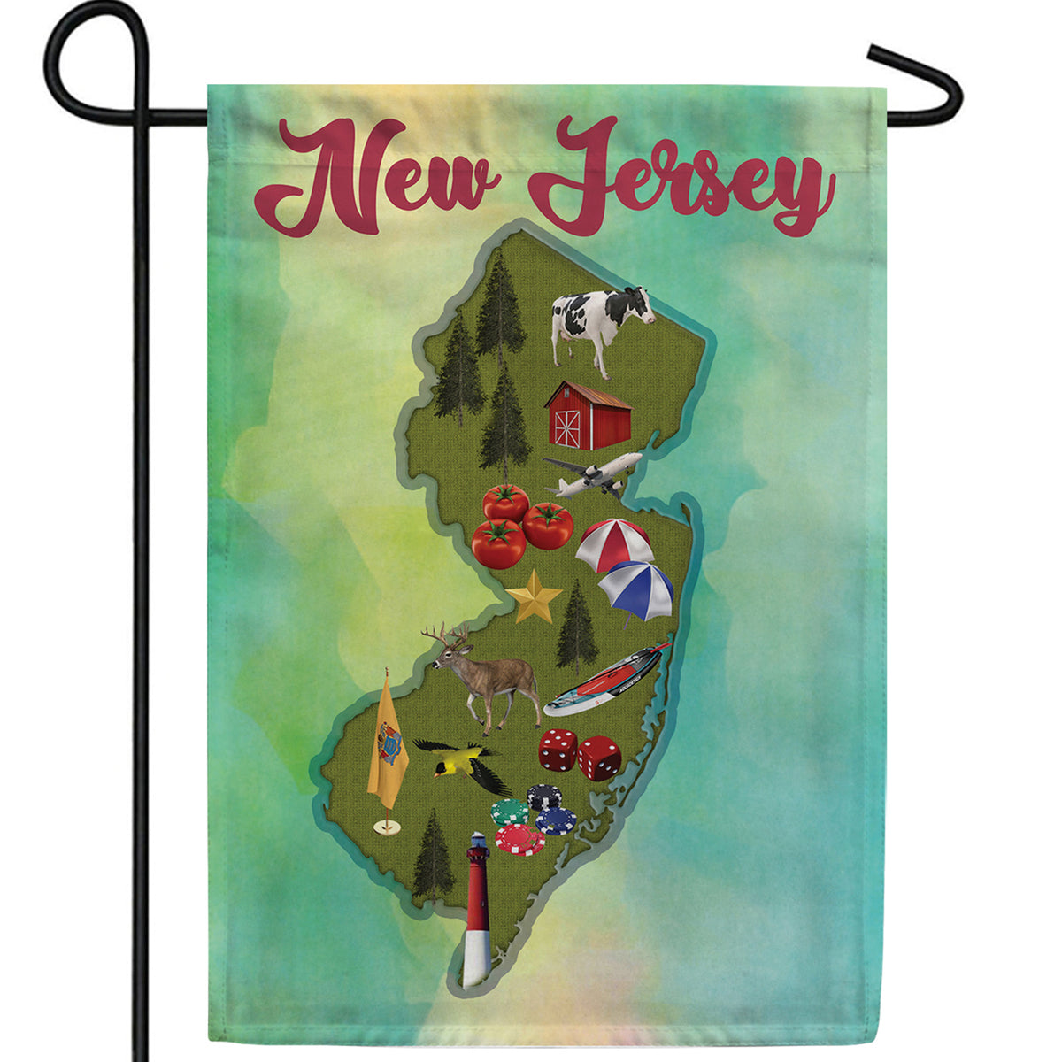 New Jersey-Beaches, Casinos & More Double Sided Garden Flag