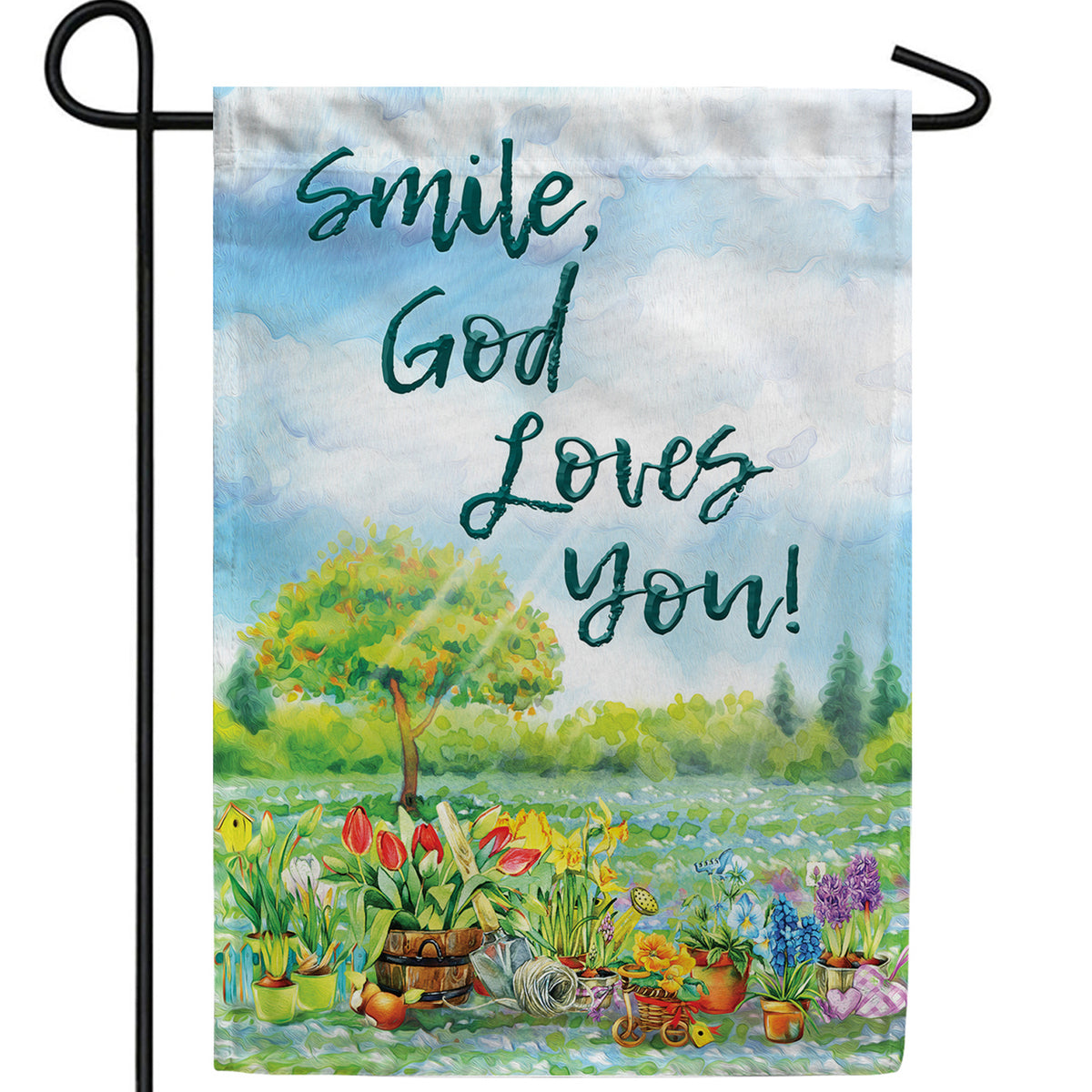 Smile, God Loves You! Double Sided Garden Flag