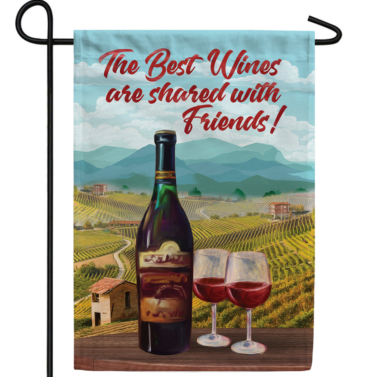 Wine And Friends! Double Sided Garden Flag