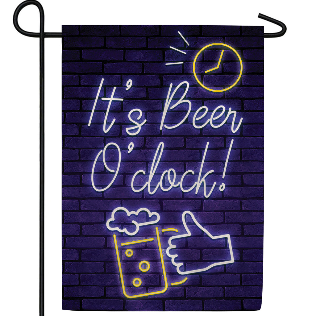 It's Beer O'clock! Double Sided Garden Flag