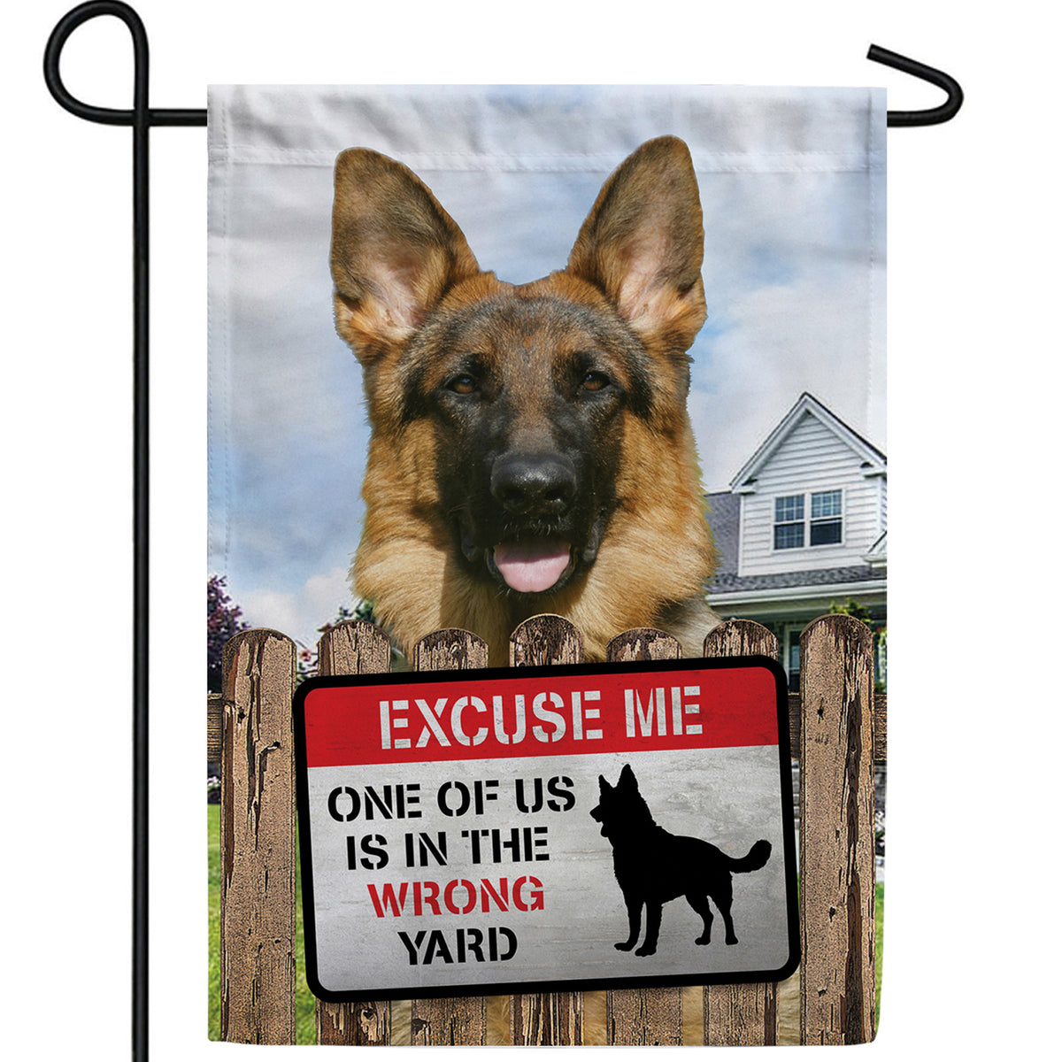 Dog On Yard Patrol Double Sided Garden Flag