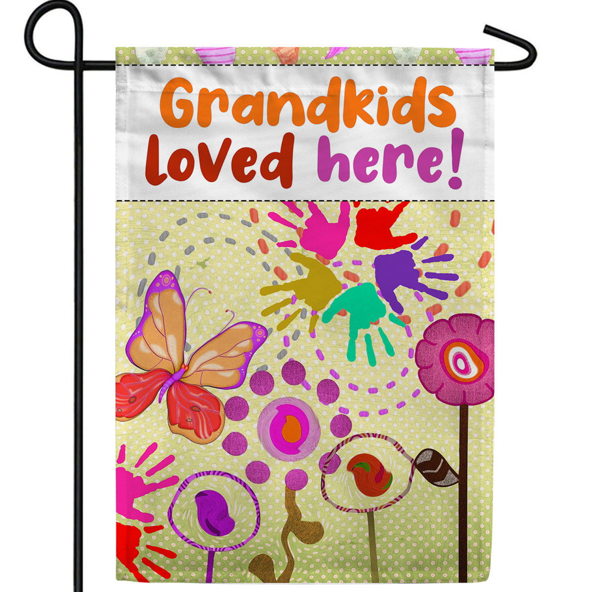 Grandkids Spoiled Here Fingerpaint Double Sided Garden Flag