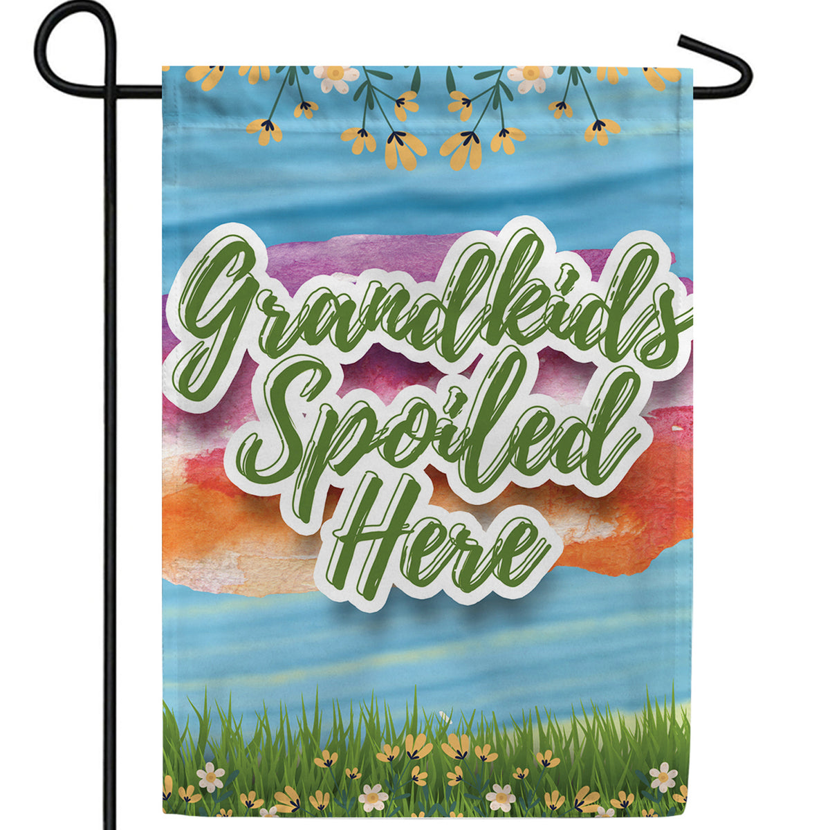 Grandkids Spoiled Here Floral Double Sided Garden Flag