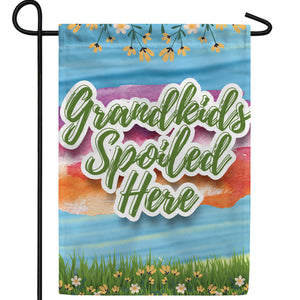Grandkids Spoiled Here Floral Double Sided Garden Flag