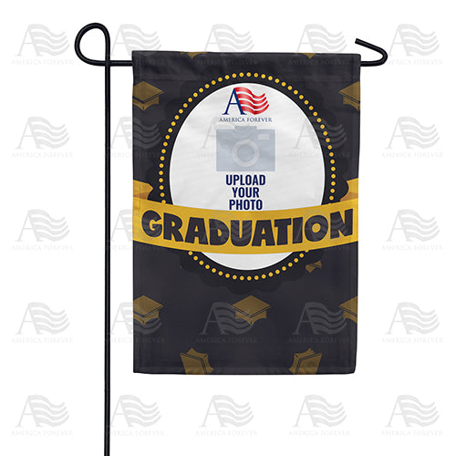 Personalized Black & Gold Graduation Message Garden Flag