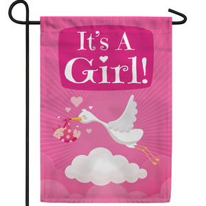 Baby Girl Delivery Double Sided Garden Flag