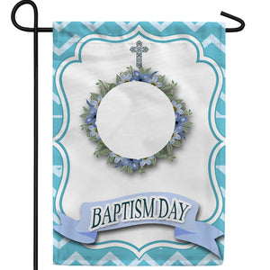 Personalized Baptism Day Photo Garden Flag