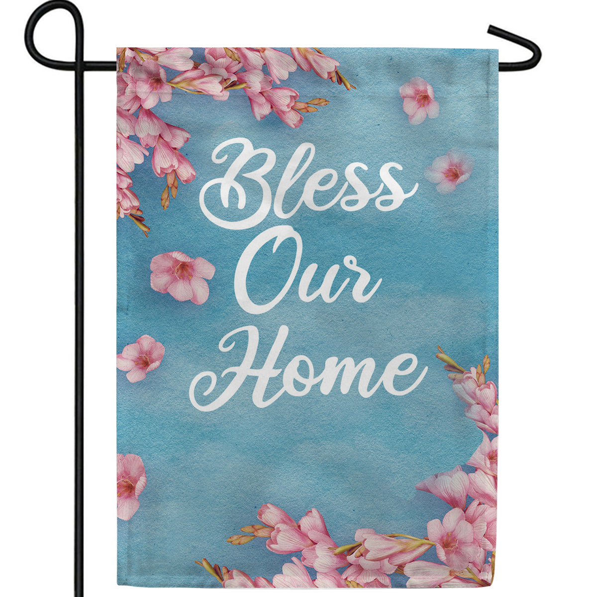 Personalized Bless Our Home Message Garden Flag