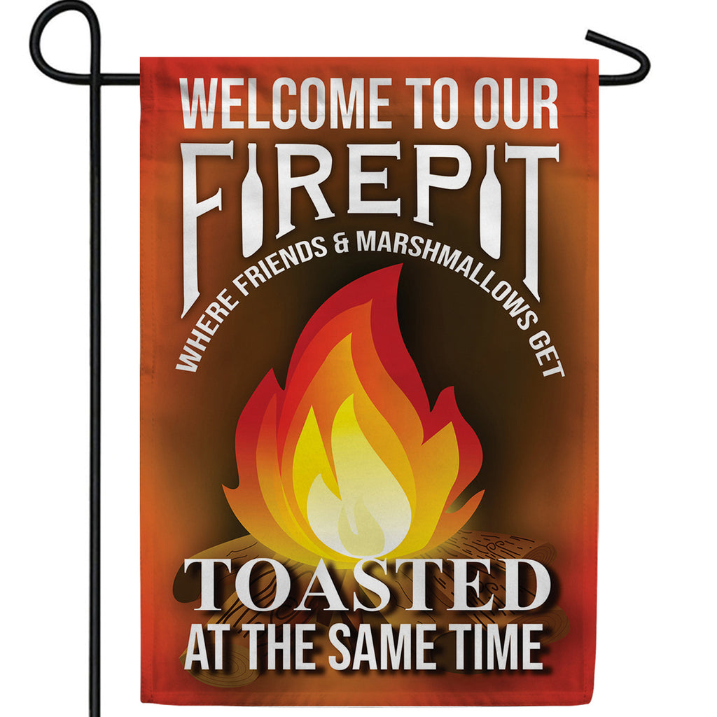 Welcome To Our Firepit Double Sided Garden Flag