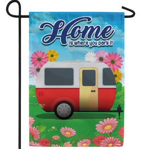Our Travel Home Double Sided Garden Flag