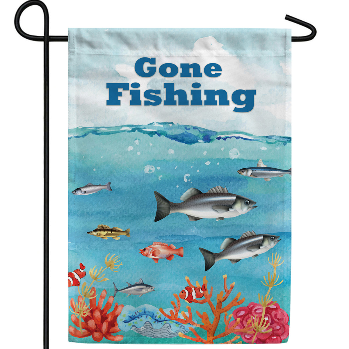 America Forever Gone Fishing Double Sided Garden Flag