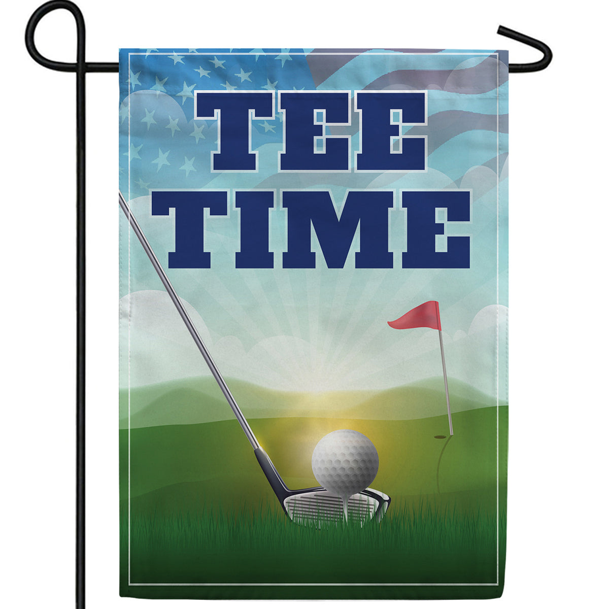 Wake Up To Tee Time Double Sided Garden Flag