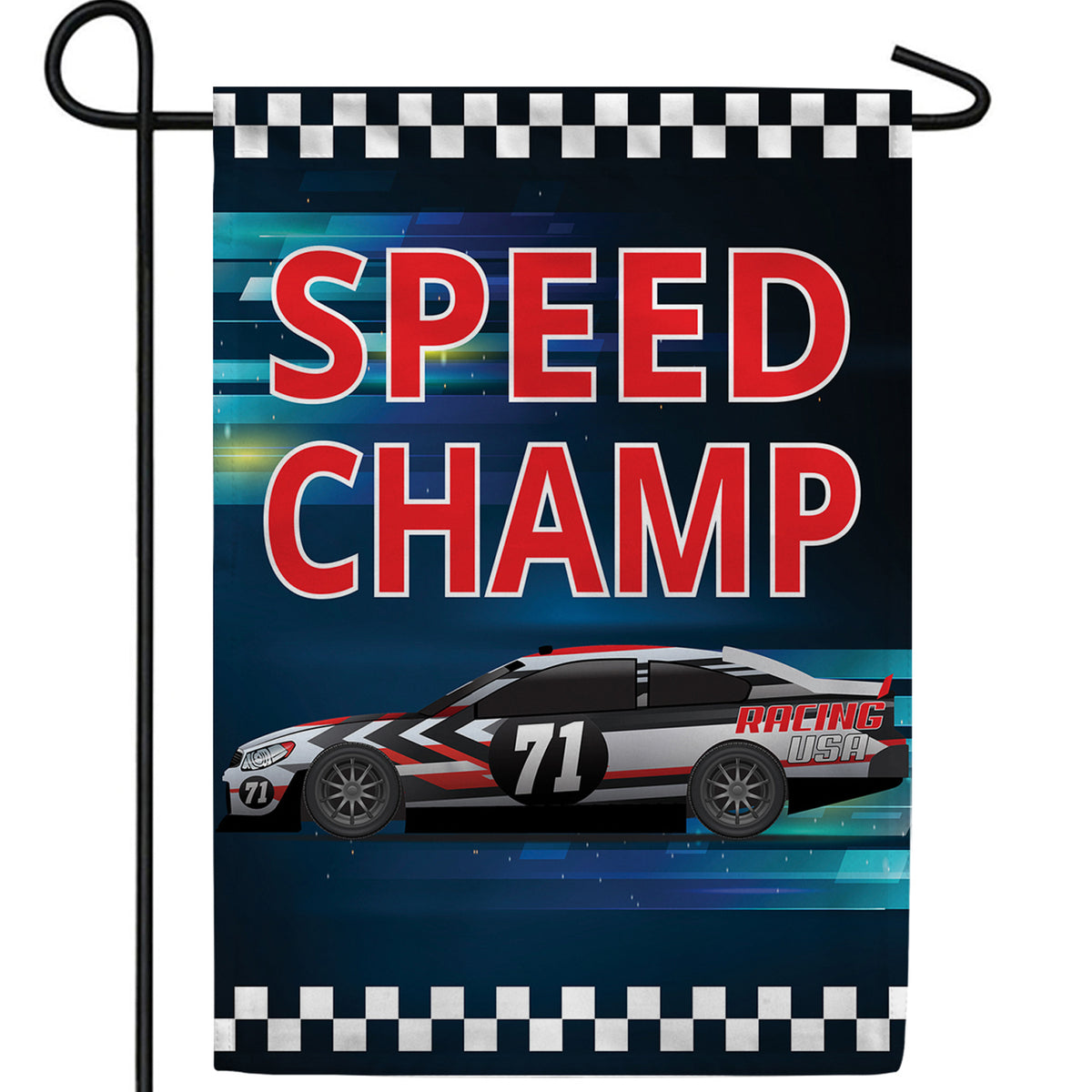 Speed Champ Double Sided Garden Flag