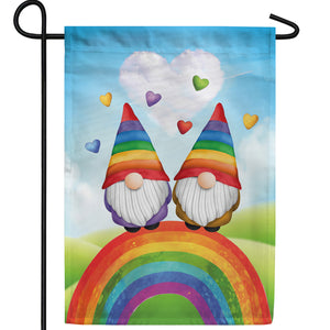 Rainbow Gnomes Double Sided Garden Flag