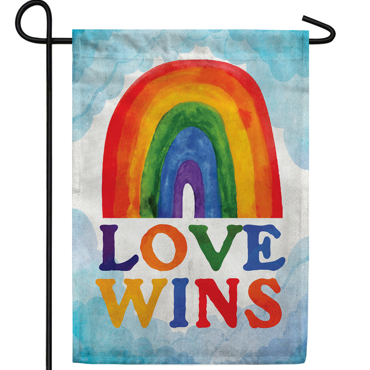 Love Wins Watercolor Double Sided Garden Flag