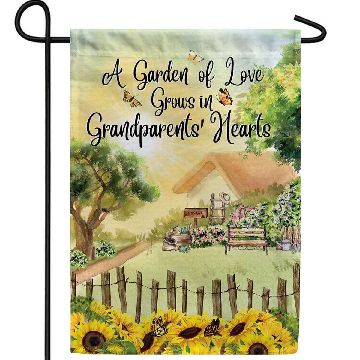 A Grandparent's Heart Is Full Of Love Double Sided Garden Flag