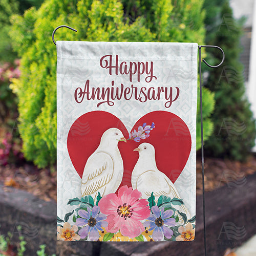 Anniversary Doves Double Sided Garden Flag