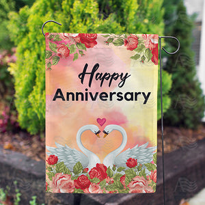 Anniversary Swans Double Sided Garden Flag
