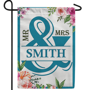 Personalized Mr & Mrs- Cornflower Blue Garden Flag