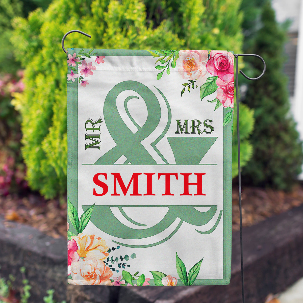 Personalized Mr & Mrs- Sage Green Garden Flag