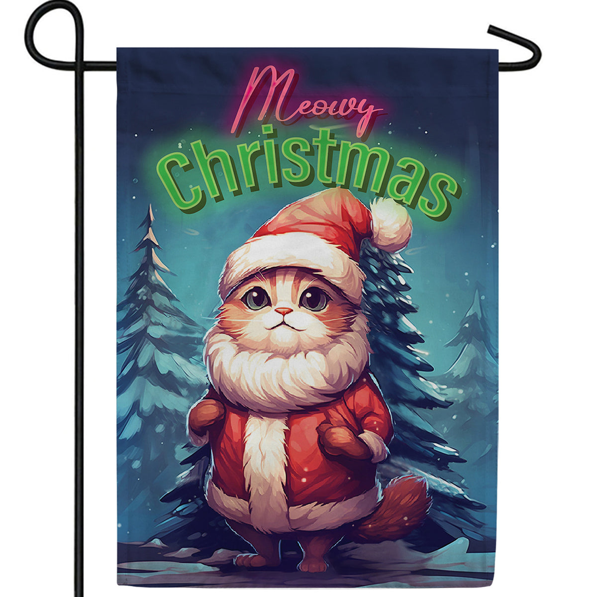 Meowy Christmas Cat Double Sided Garden Flag