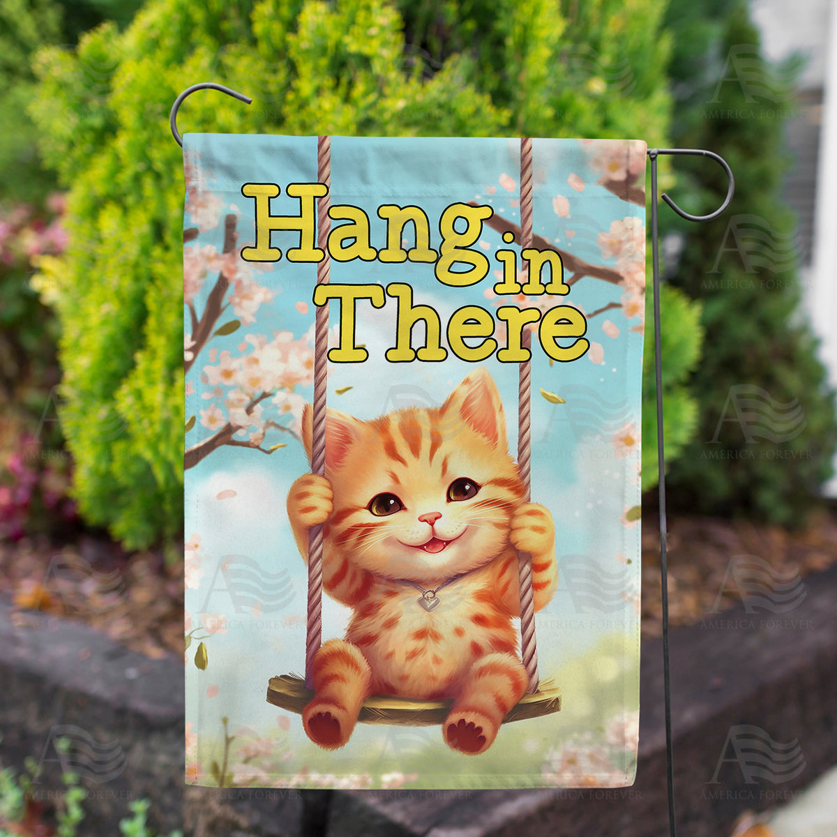 Hang In There Kitty Double Sided Garden Flag