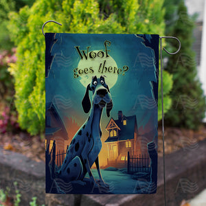 Woof Goes There? Double Sided Garden Flag