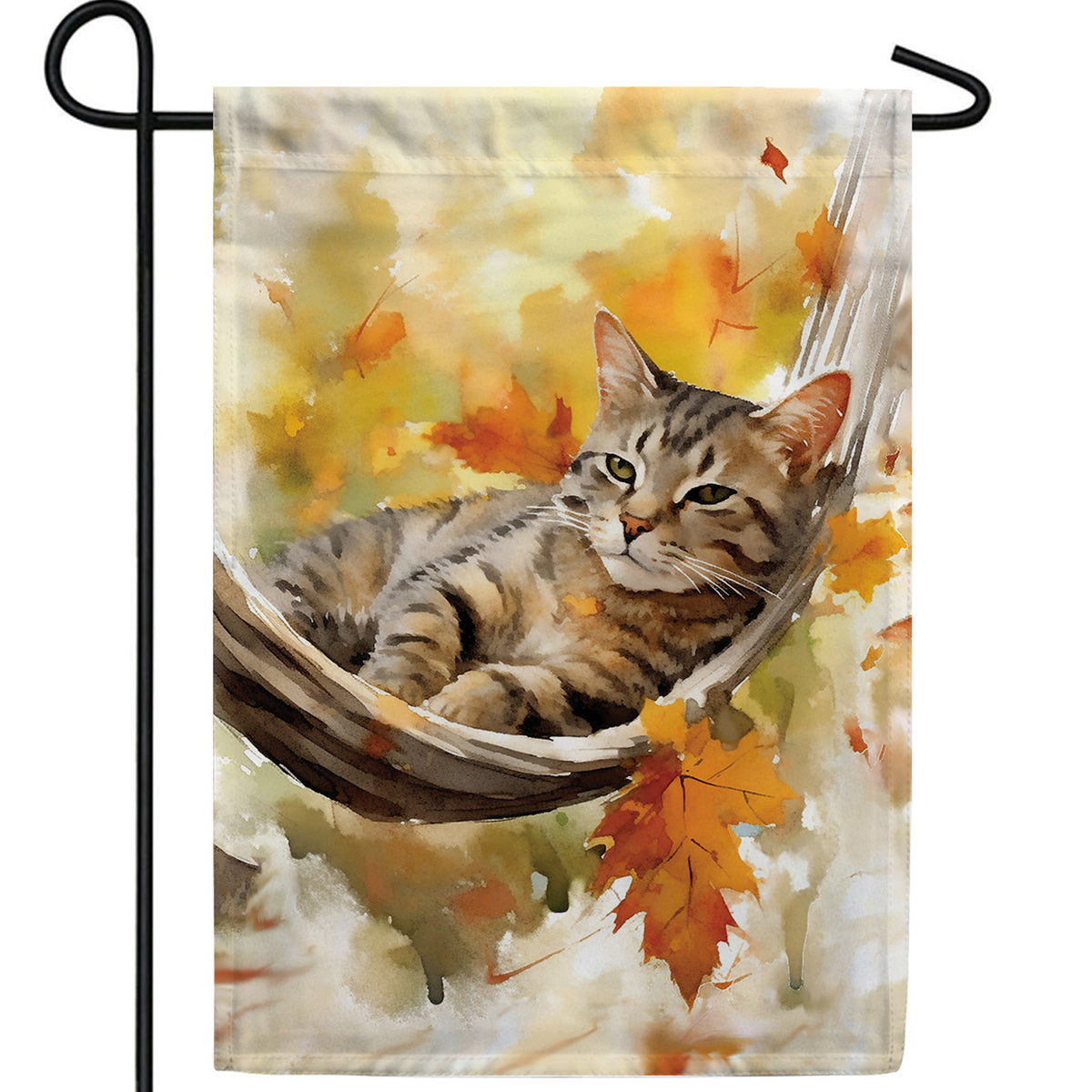Cat Napping In Fall Double Sided Garden Flag