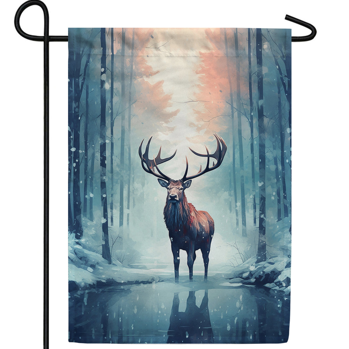 Winter Elk Double Sided Garden Flag