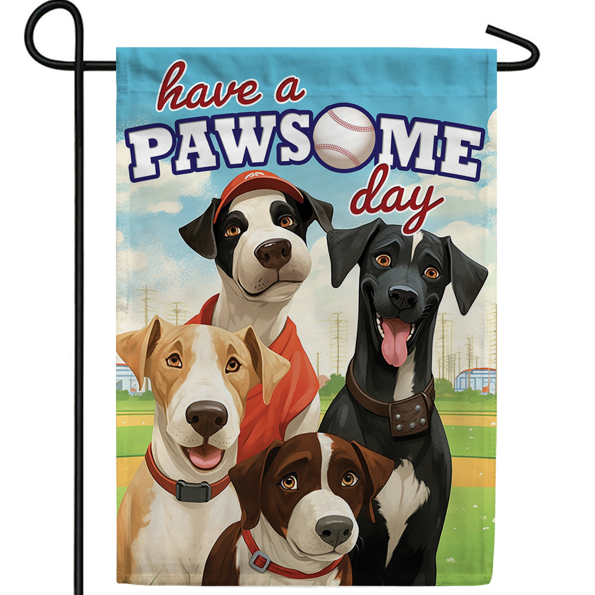 Fun Loving Pups Double Sided Garden Flag