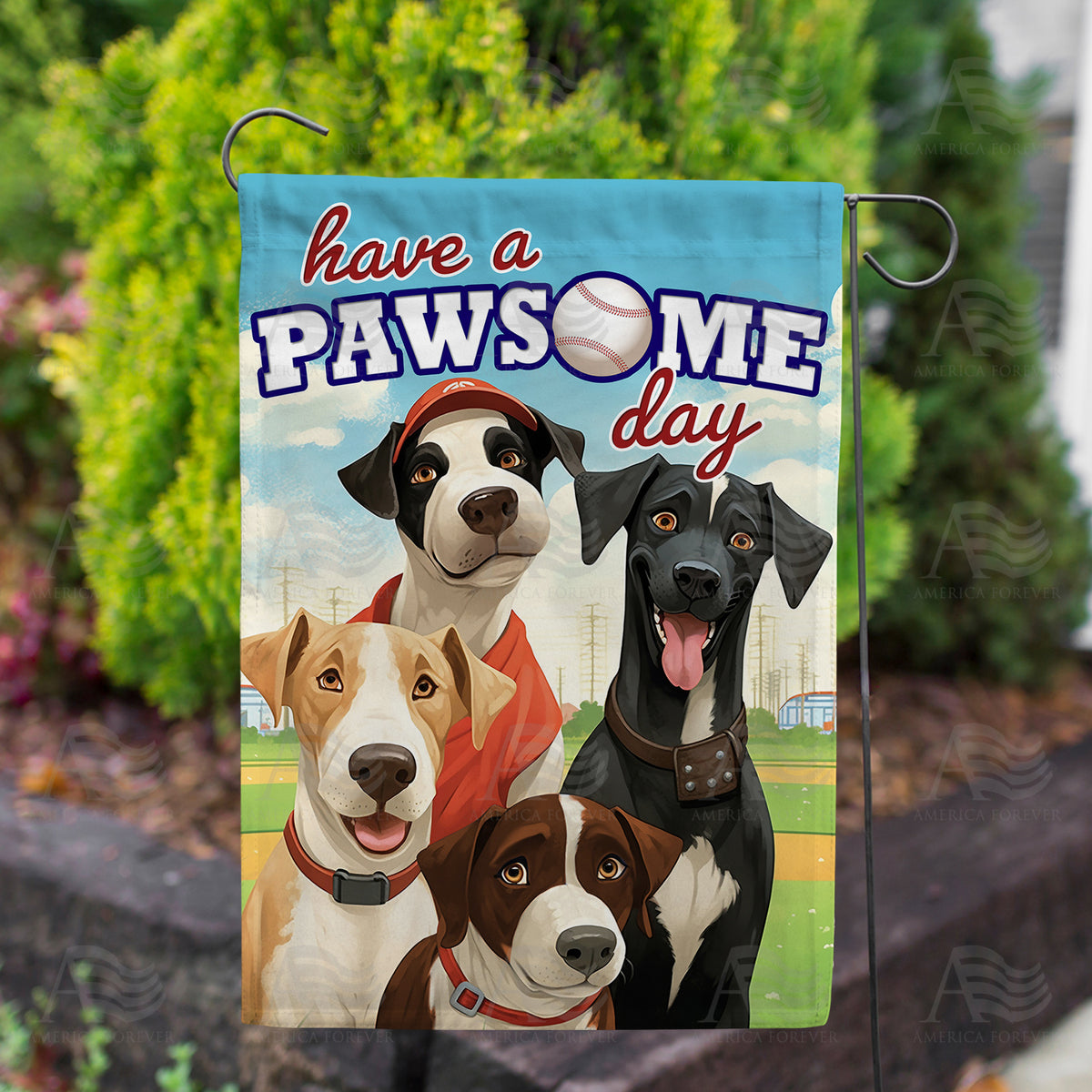 Fun Loving Pups Double Sided Garden Flag