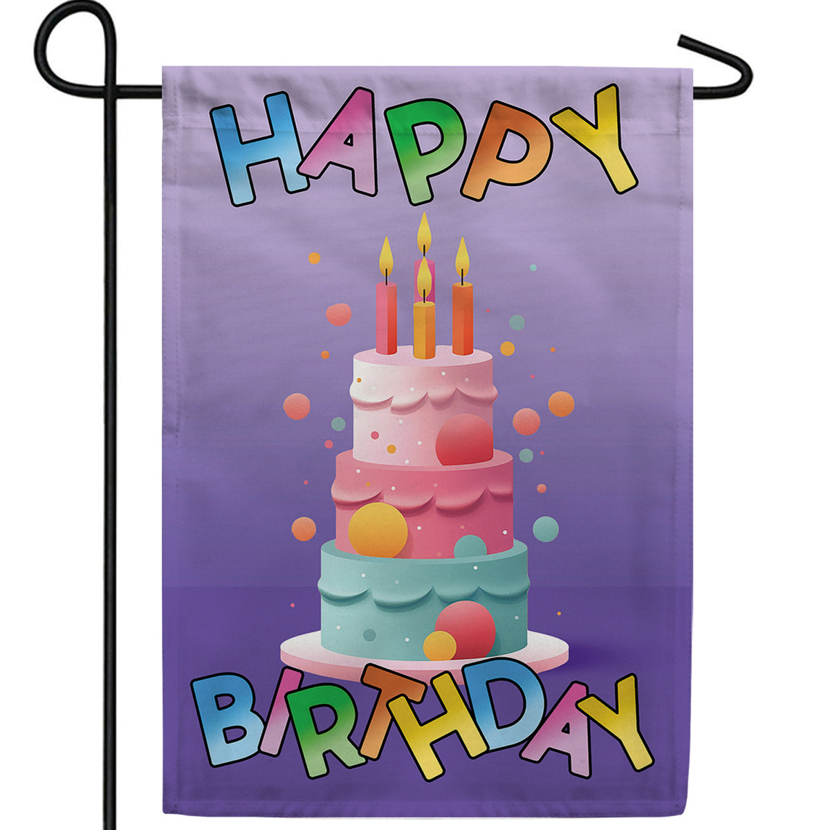 Three Tier Birthday Cake Double Sided Garden Flag