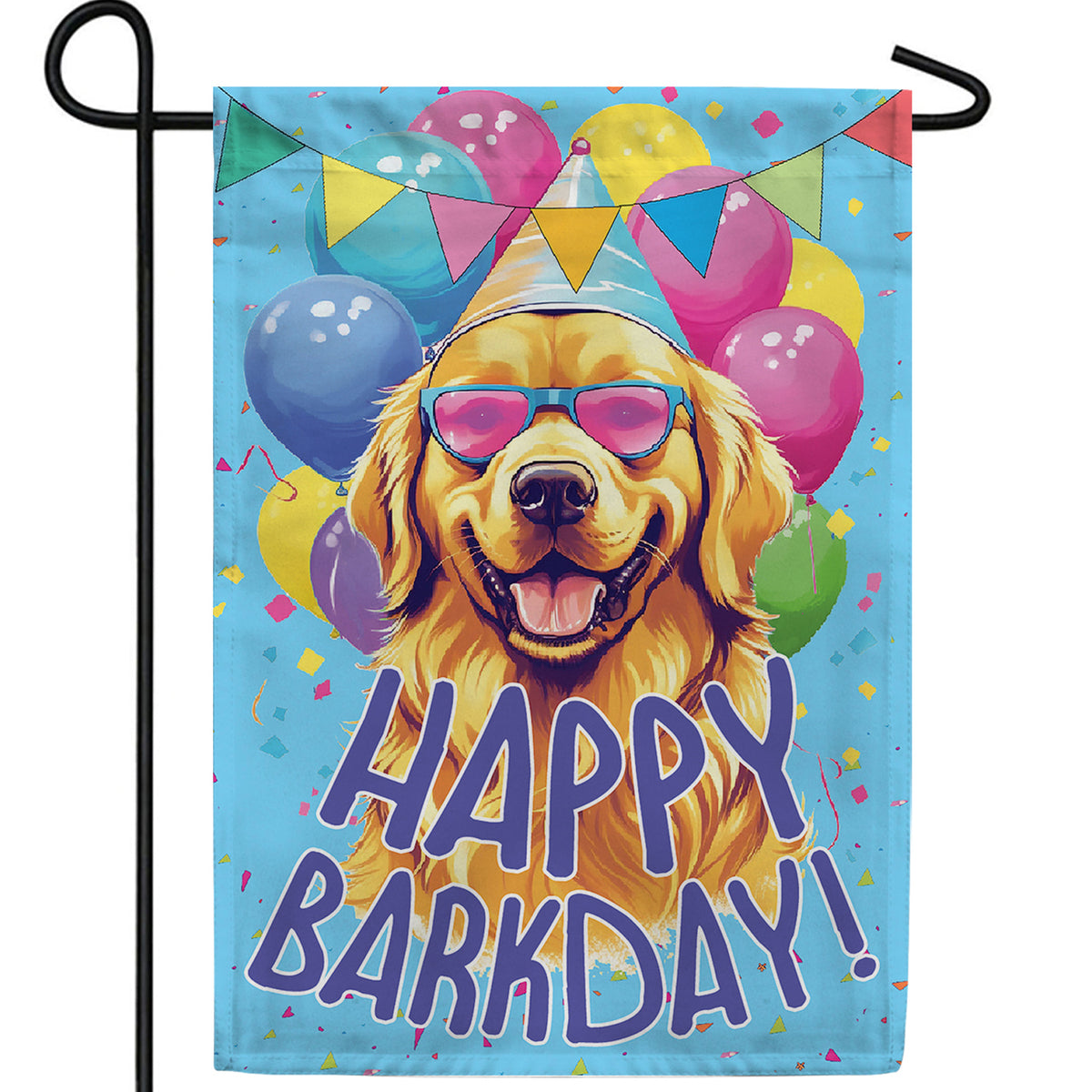 Birthday Dog Double Sided Garden Flag