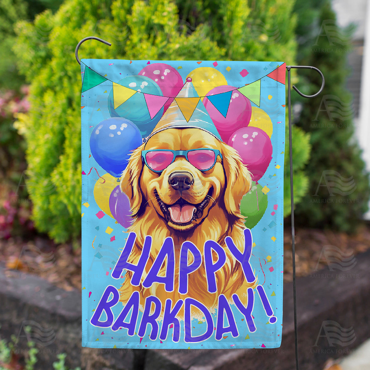 Birthday Dog Double Sided Garden Flag